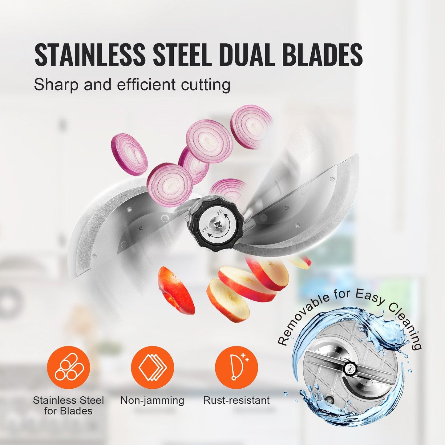 Electric Vegetable Slicer, 0-0.5'/0-12mm Thickness Adjustable