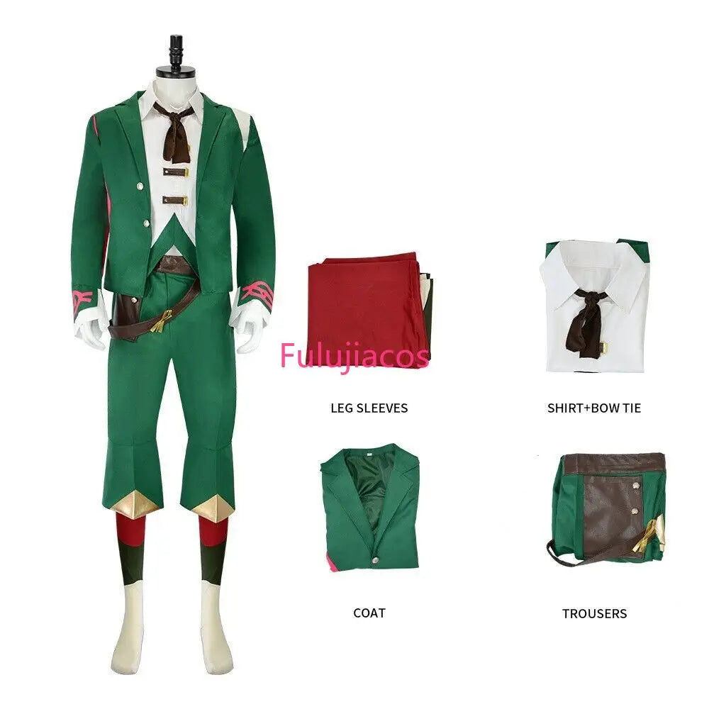 Fulujiacos Game LOL Ekko Boy Who Shattered Time Cosplay Costume Green Coat Uniform