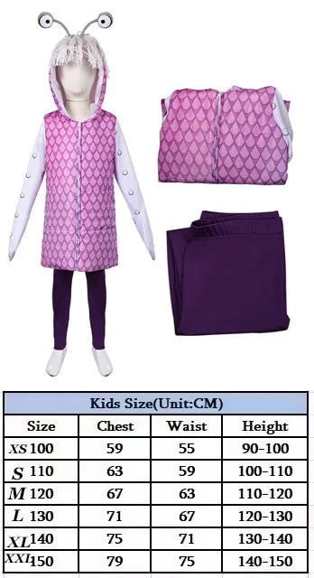 Cartoon Movie Monsters Company Boo Cosplay Costume for Kids Children Boys Girls Roleplay Clothing Halloween Carnival Party Suit