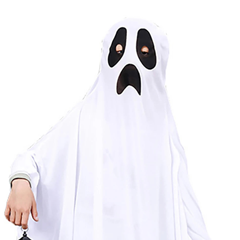 Halloween Baby Ghost Cloak Boy Girl Christmas Ghost Cape Makeup Ball Kids Adult Party Cosplay Stage Wear White Knitted Costume