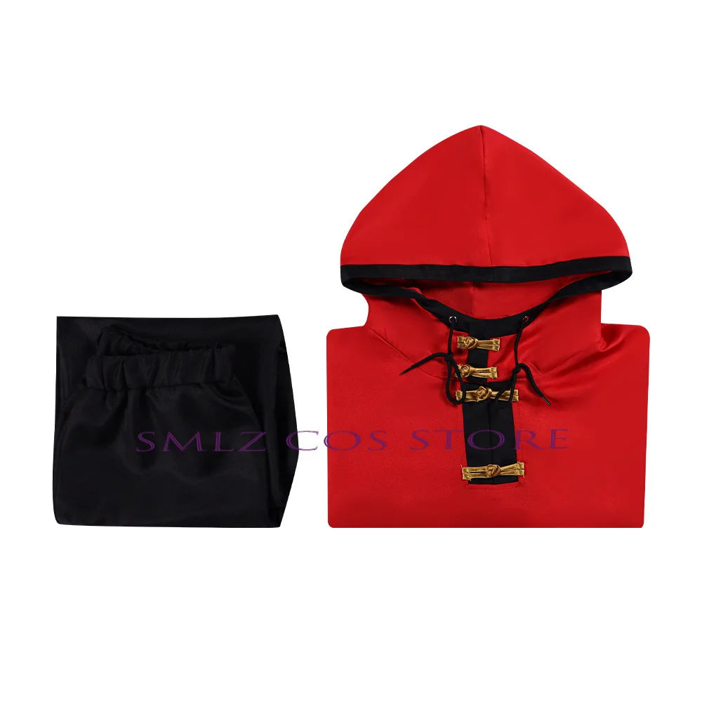 Newly Alma Cosplay Anime Gokurakugai Manga Costume Red Coat Pants Daily Wearing Rose Alma Wig Set Halloween Party Outfit for Man