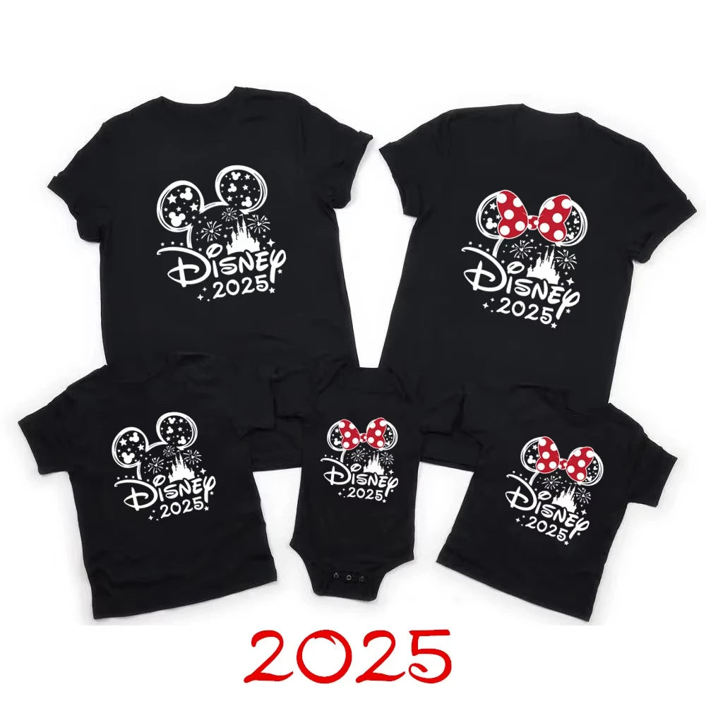2025 Disney Travel Mickey Minnie and Mouse Family Shirts Mom Dad Brother and Child T-shirts Baby Clothes Family Outfits