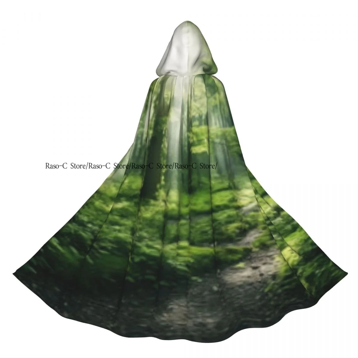 Unisex Adult Morning In The Forest Freshness Natural Environment Print Cloak with Hood Long Witch Costume Cosplay