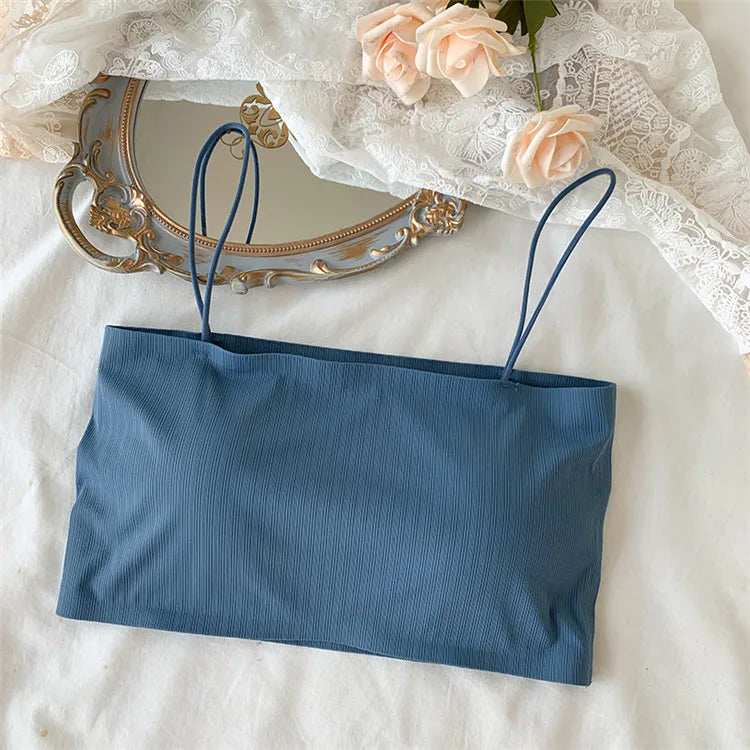 Tube Top Bras For Women Strapless Sexy Seamless Underwear Summer Crop Tops Sexy Lingerie Ice Silk Bandeau Bra Removable Pads