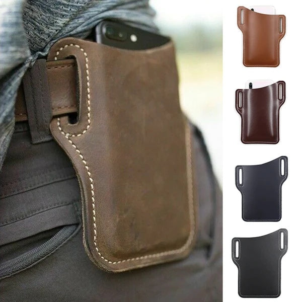 Men Cell Phone Belt Pack Bag Loop Waist Holster Pouch Case Leather Wal