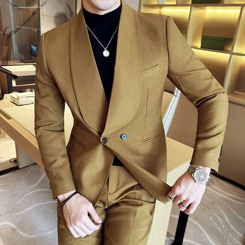 RoyalElite™ Men's Suit – Double-Breasted Business Elegance