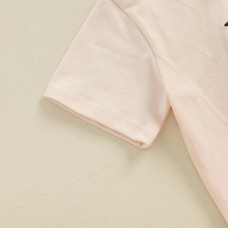 Toddler Boys 2-Piece Outfit Cute Bear Print Tee with Matching Elastic Waist Shorts for Summer Playtime