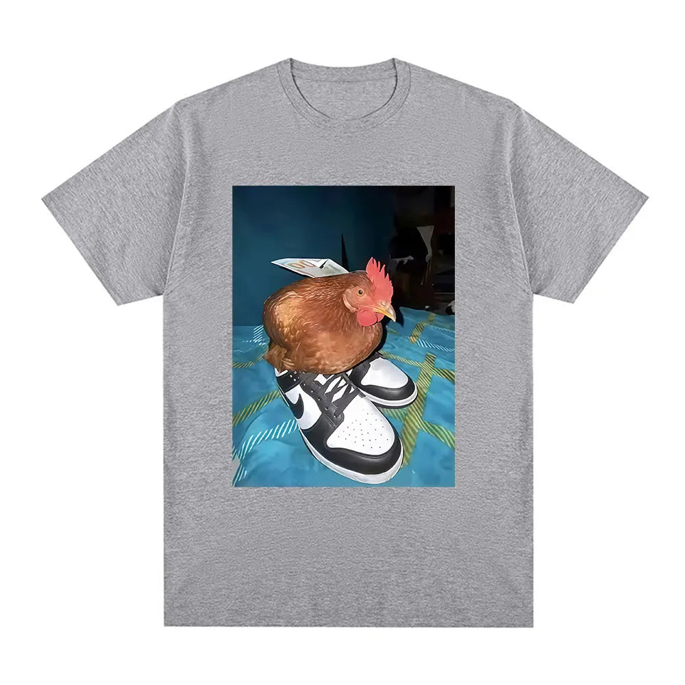 Funny Dripped Out Chicken T Shirt Men Women Chicken with Shoes Print T-shirts Harajuku Fashion Short Sleeve Tee Shirt Streetwear