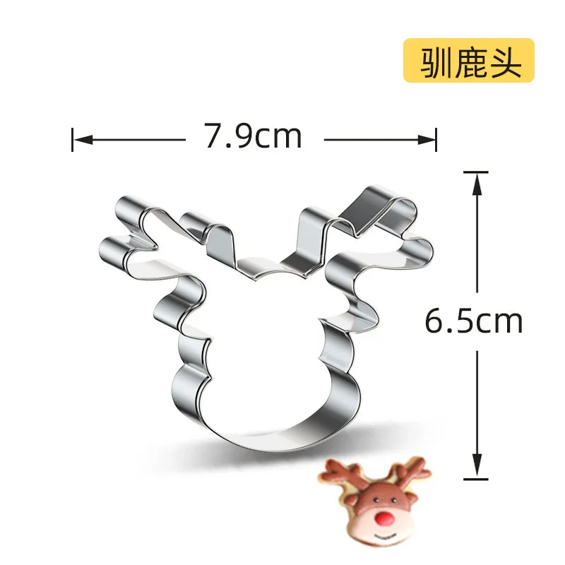 Christmas Cookie Cutter Stainless Steel Biscuit Mold Baking Tool Christmas Theme Snowflake Santa Claus Cake Biscuit Mould M542