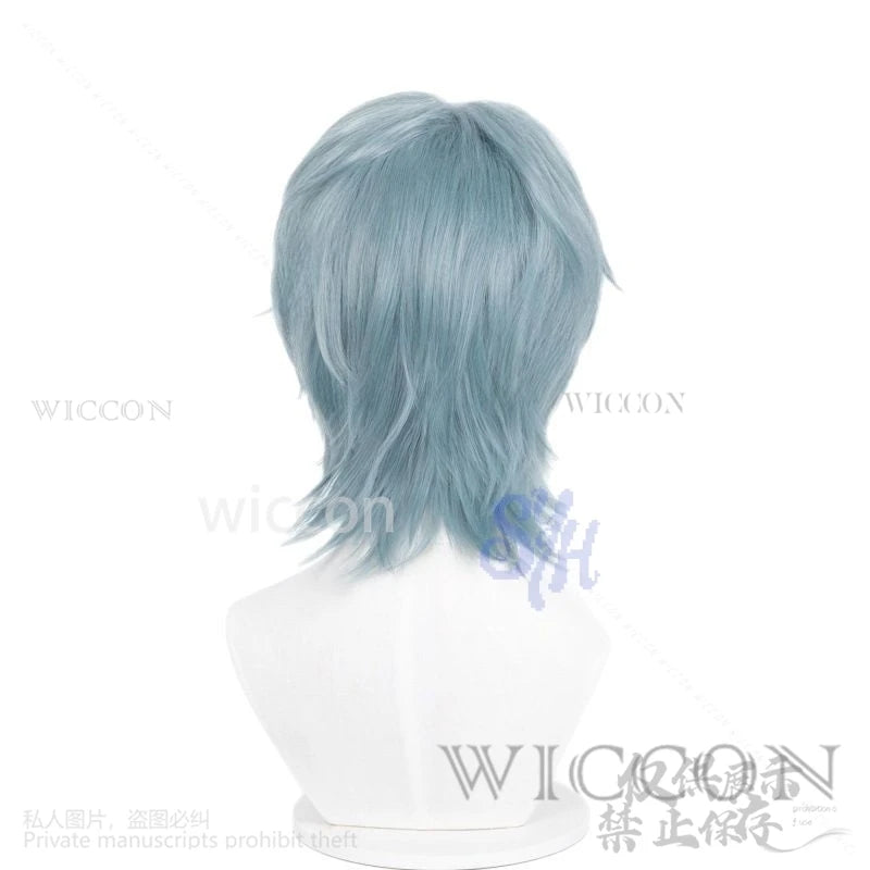 Saja Boy Mystery Anime Movie Demon Cosplay Purple-gray Synthetic Short Straight Hair Wigs Curling Hair Accessories Halloween Cos