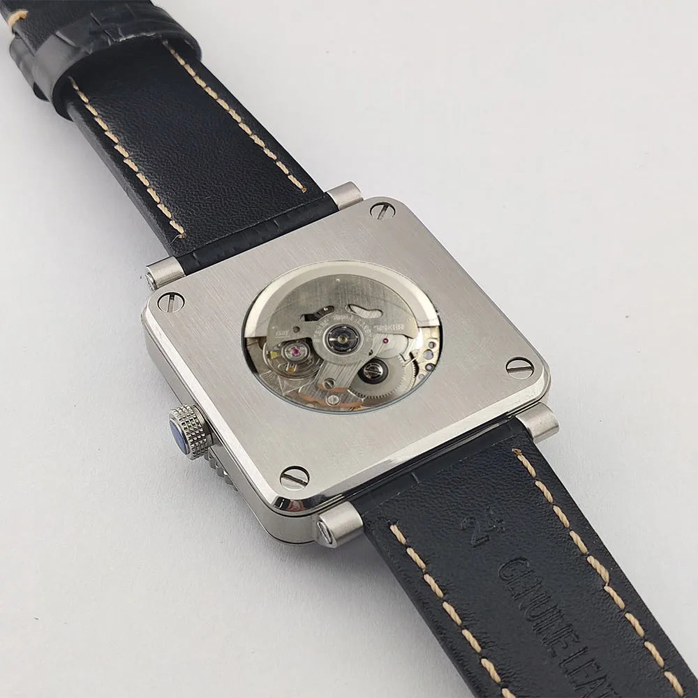 Fashionable square men's watch NH35  Luxury sports automatic movement Sapphire glass water-resistant 10ATM cowhide strap watches