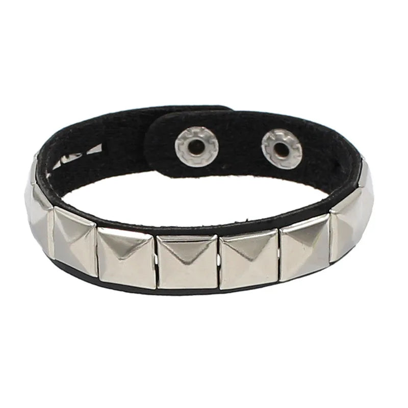 2022 PU Leather Studded Bracelet Punk Bracelet Adjustable Goth Cuff Bracelet Gothic Rivet Buckle Wristband for Men Women