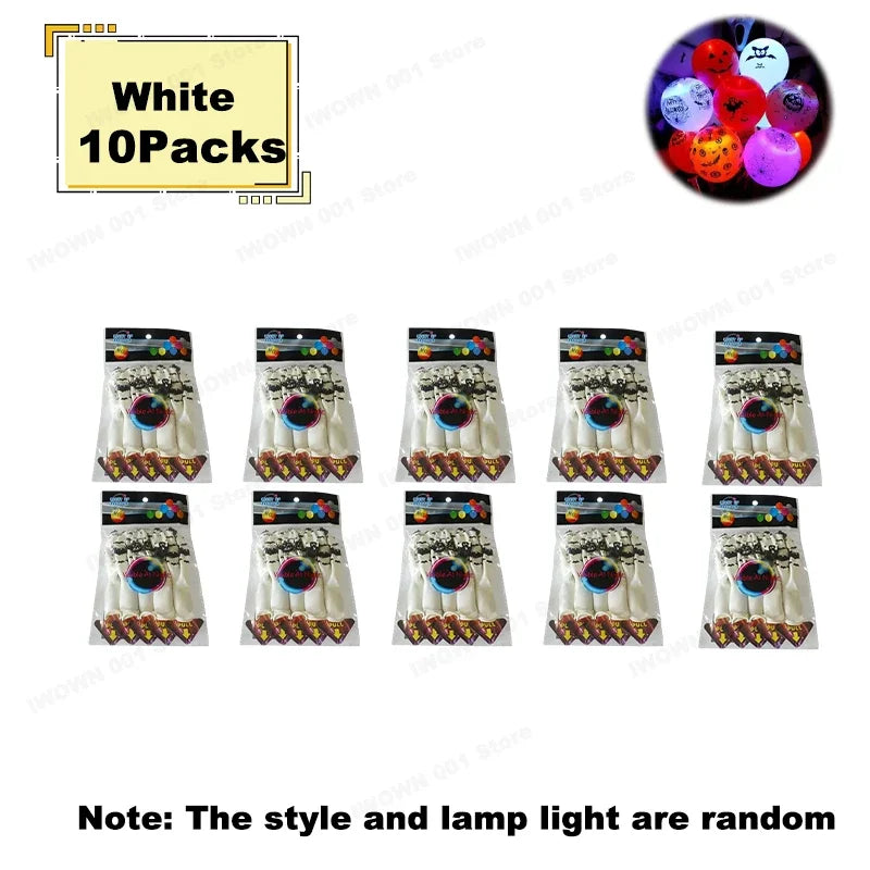 12 Inch Halloween Pumpkin Latex Balloons With Light LED Glow In The Dark Pumpkin Ghost Balloons Halloween Party Decorations
