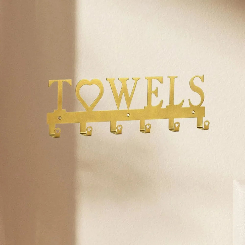 Sturdy Gold Metal Wall Hook Organizer: Multi-Purpose Key & Coat Hanger for Home, Office & Entryway.