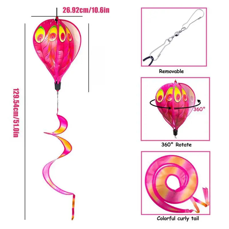 Hot Air Balloon Wind Spinners 3 Pieces Outdoor Lawn Ornaments Garden Decorations For Lawn Patio Seasonal Decor Autumn Easter