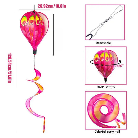 Hot Air Balloon Wind Spinners 3 Pieces Outdoor Lawn Ornaments Garden Decorations For Lawn Patio Seasonal Decor Autumn Easter