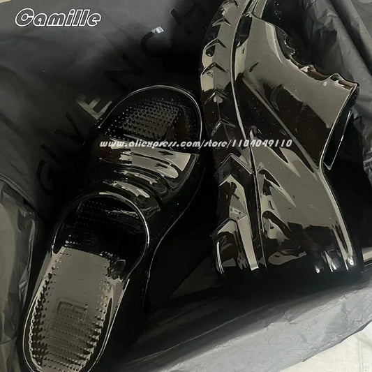 Solid Chunky Heel Wedges EVA Injection Shoes 2025 New Ins Fashion Casual Slippers Open Toe Sexy Outdoor Lady Slides