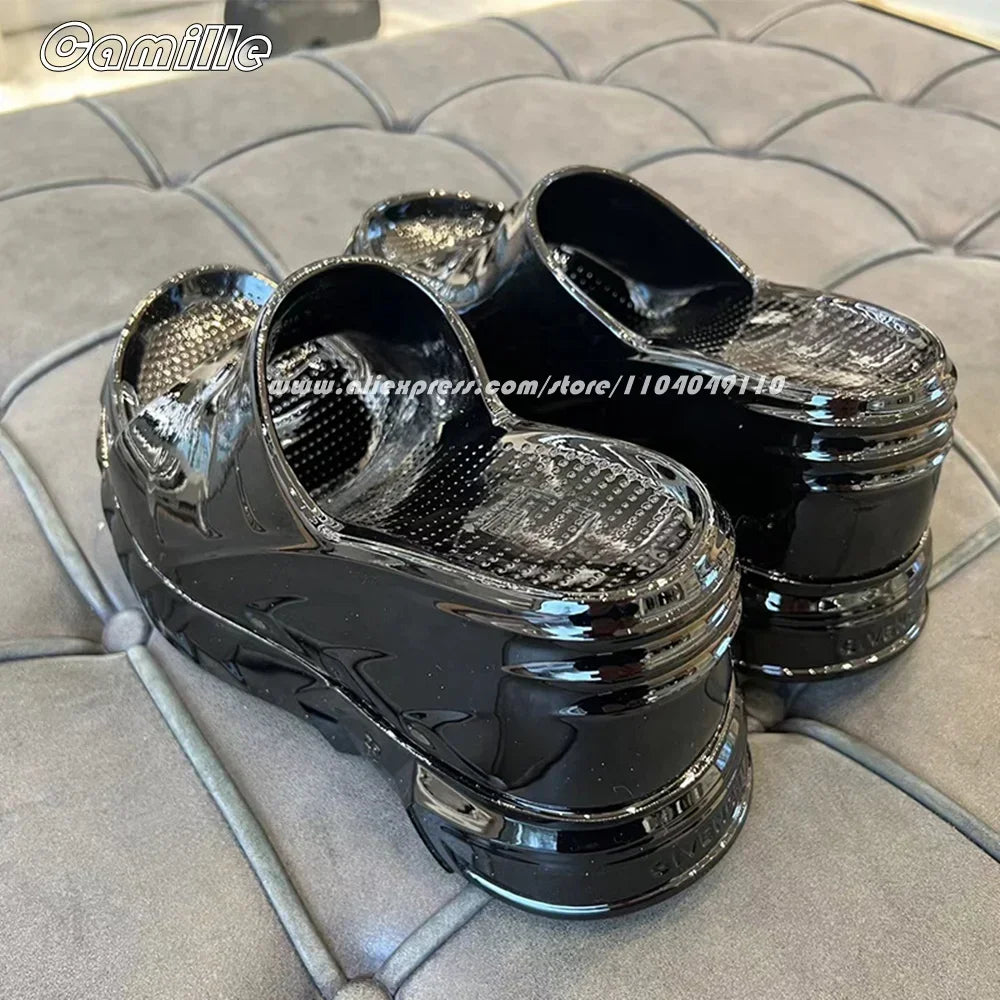 Solid Chunky Heel Wedges EVA Injection Shoes 2025 New Ins Fashion Casual Slippers Open Toe Sexy Outdoor Lady Slides