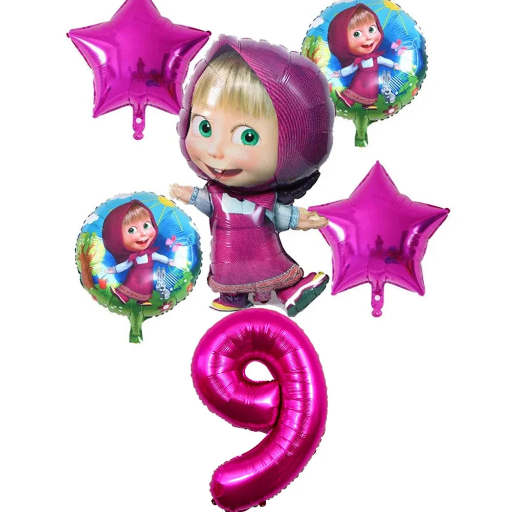 Cute Mashas and the Bear Party Balloons Party Decorations Cartoon Bear Party Favors Baby Shower Gifts For Kids Birthday Party