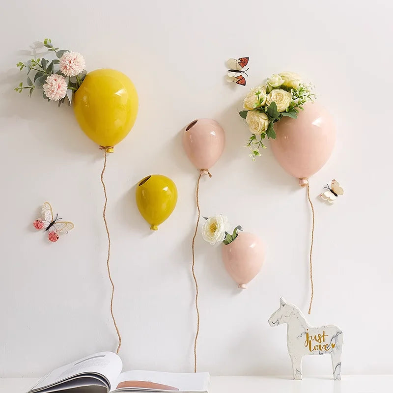 Creative Balloon Wall Hanging Flower Pot Children's Room Wall Decorations Wall Hanging Flower Vase