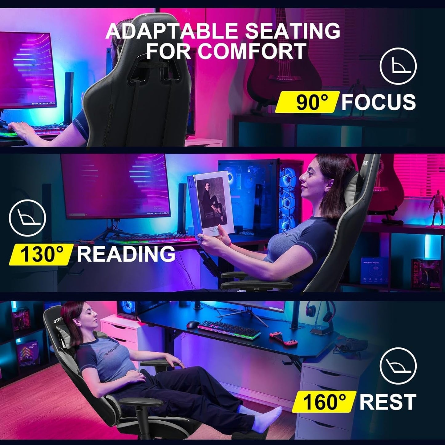 Ergonomic Gaming Chair With Footrest For Long Sessions Gray