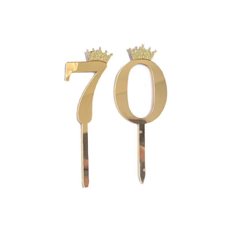 Happy Birthday Cake Topper Wedding Decorations Acrylic Cake Topper Gold Silver Numbers 10 16 18 20 30 Cake Decoration Tools