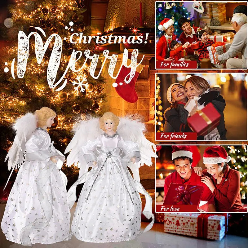 Christmas Angel Tree Topper Delicate White Angel Ornaments Christmas Tree Top Decor Festive New Year Party Decorative Supplies