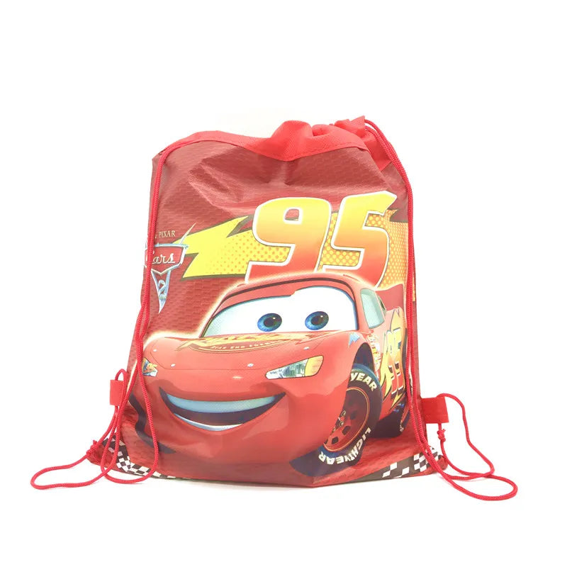8/16/24/50PCS Cars Lightning McQueen Birthday Party Gifts Non-woven Drawstring Bags Kids Boy Favor Swimming School Backpacks