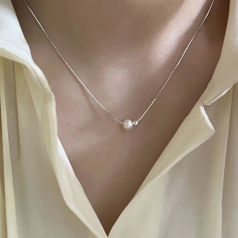 Christmas Gift 925 Sterling Silver Exquisite Pearl Necklace French Vintage Style Collar Chain Luxury Jewelry Holiday Gift