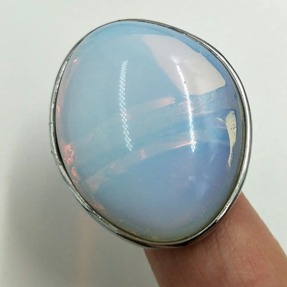 Beautiful jewelry Opalite Opal Women Men Art Oblong Bead Ring  7~12" Adjust Size PC5661