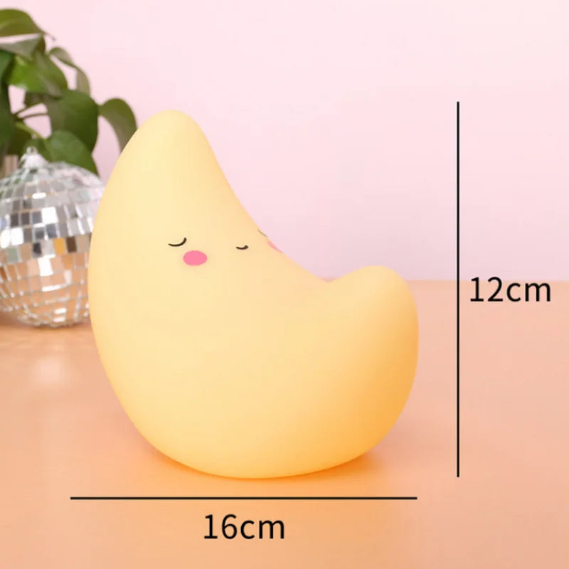 Magic Moon Star Night Light - 3D LED Cartoon Bedside Lamp for Kids Girls, Battery Operated, Nursery Decor Christmas Gift