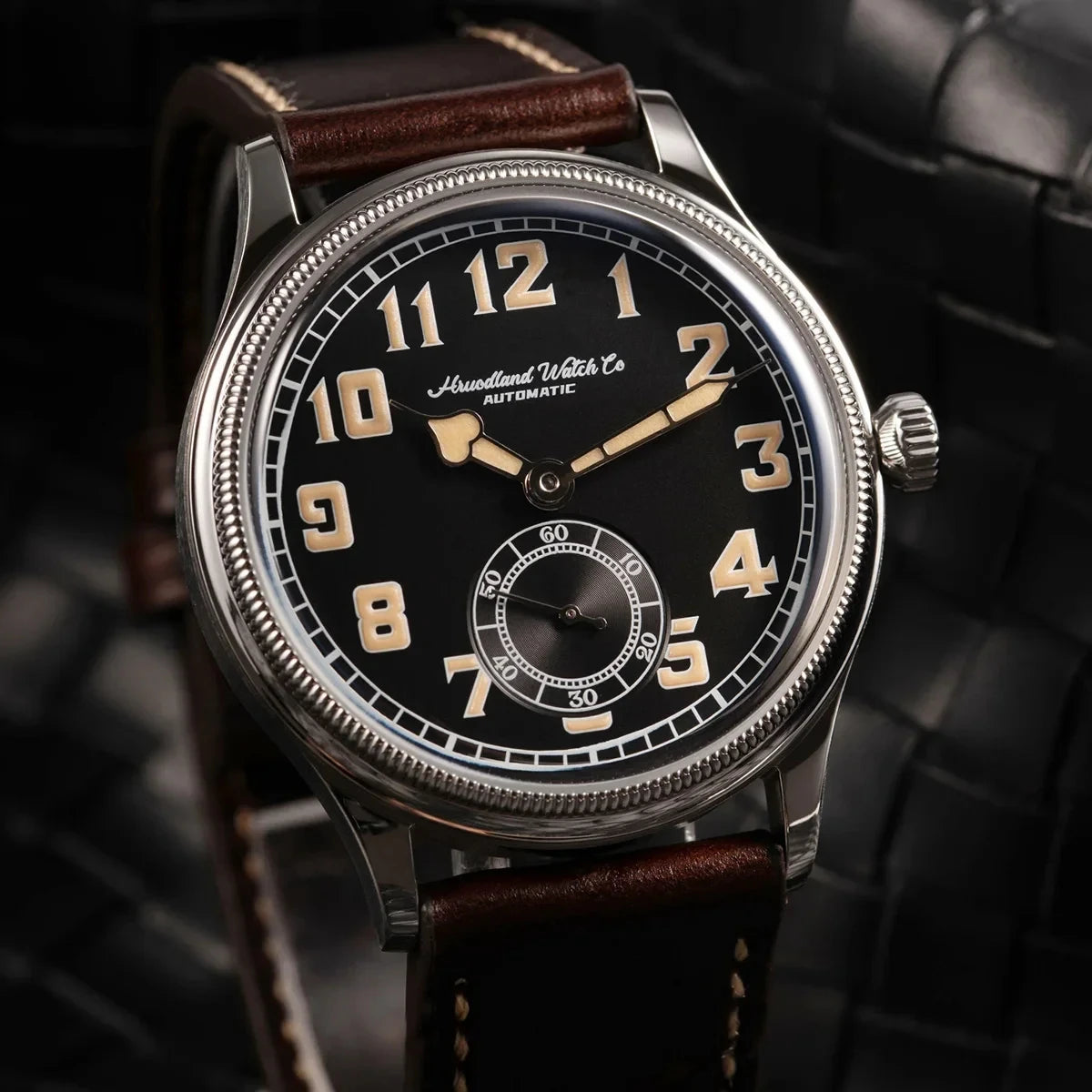 Hruodland 2025 Classic Men's Automatic Mechanical Watch K1 Mirror Stainless Steel Brown Leather Diving 5Bar Watch reloj hombre
