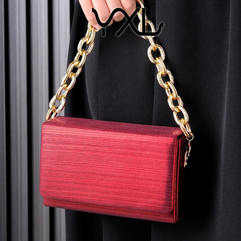 European and American Fashion Simple Evening Bag Dress Party Bride Bag Yellow Small Square Bag Chaozhou Factory Cro