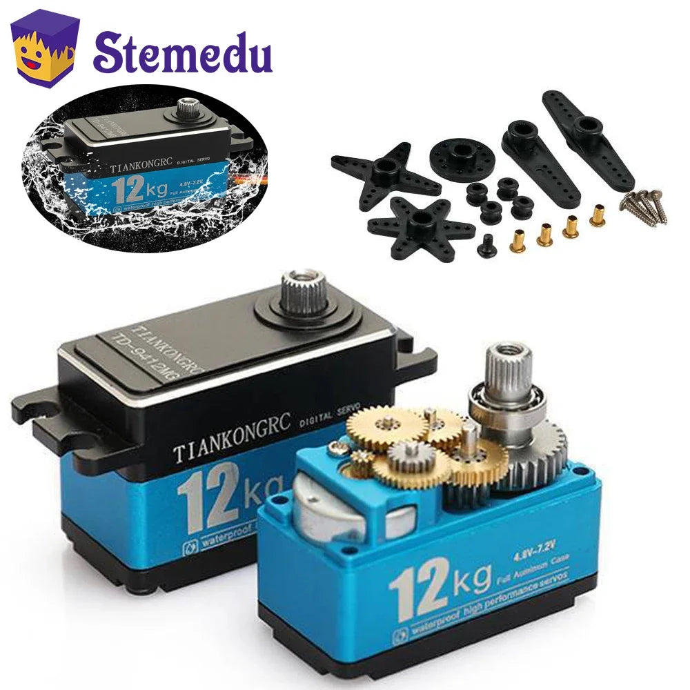 12KG TD-9412MG High Torque Full Metal Digital Servo Carbon Brush Motor 180/270/360 Degree Short Model for 1:10 1:8 RC Car Robot