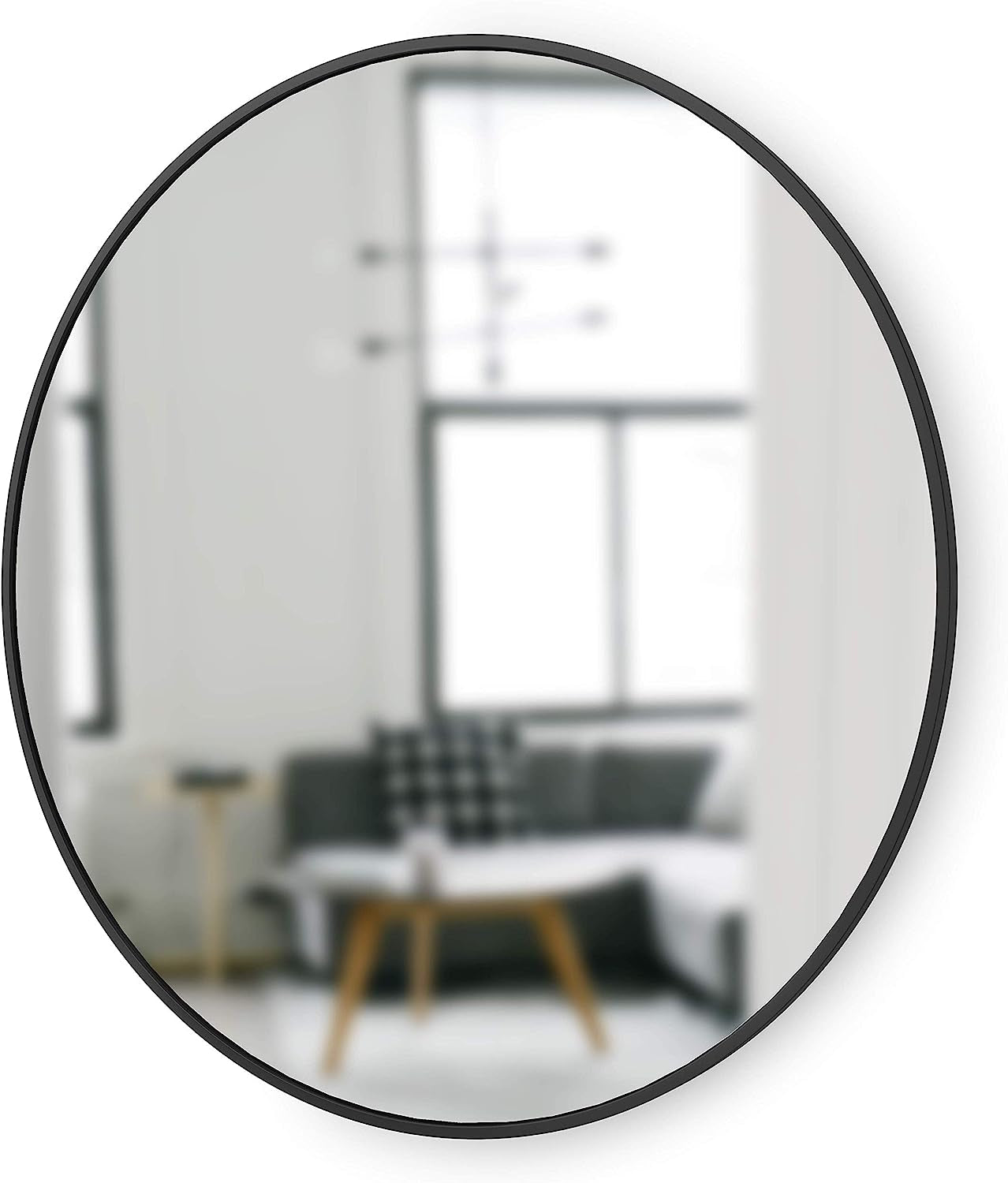 Round Rubber Wall Mirror 37 Inch Diameter With Protective Rubber Frame