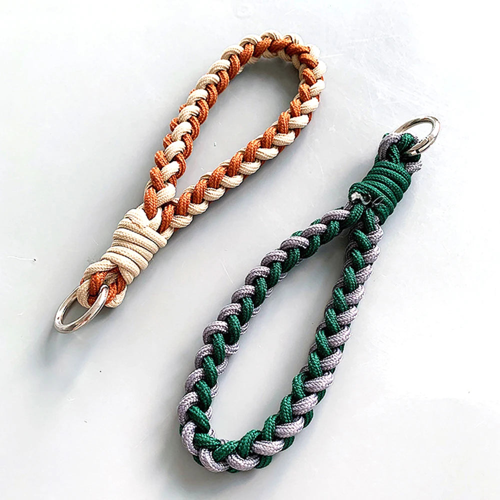 Handmade Rope Woven Keychain Phone Case Anti-lost Rope Strap Key Ring Tool Backpack Buckle Thickened Accessory Fashion Jewelry