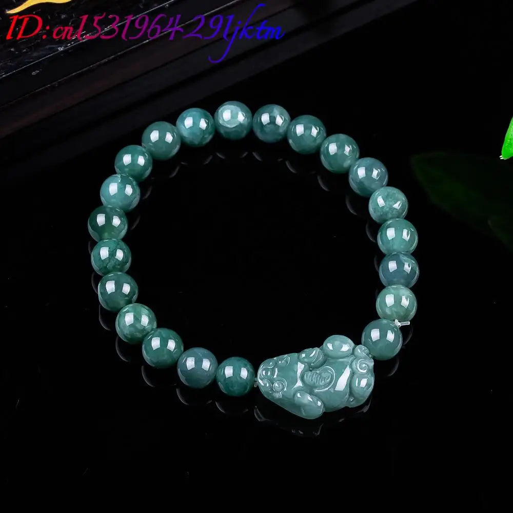 Natural Burmese Jadeite Pixiu Bracelet Vintage Talismans Charm Gifts for Women Jewelry Bangle Real Jade Accessories