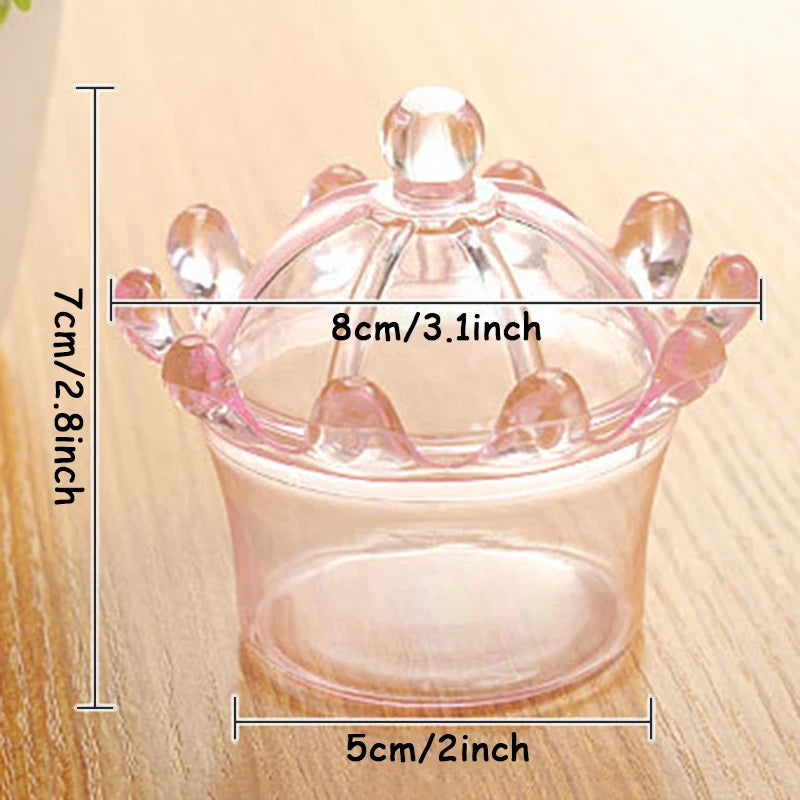 12pcs/lot Crown Candy Box Transparent Chocolate Boxes Packing Box Bride Groom Wedding Decoration Birthday Party Favor Gifts