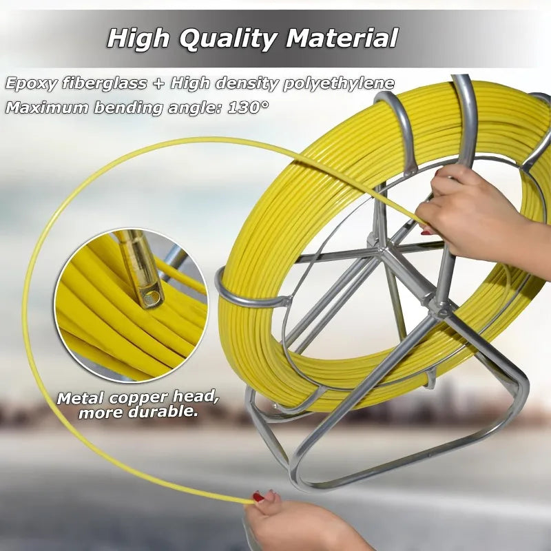 INTSUPERMAI Fish Tape Fiberglass Duct Rodder Fish Tape Puller Fiberglass Wire Cable Running (8mm x 100m / 0.31in x 328ft)
