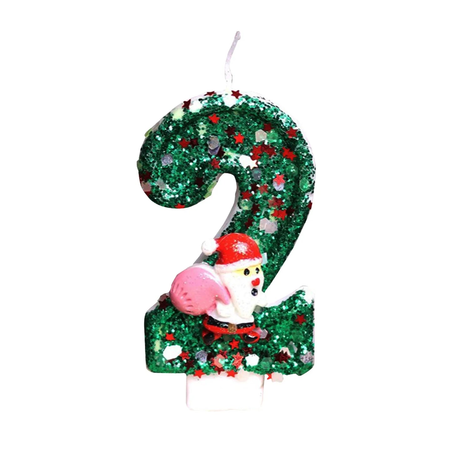Sparklers Birthday Candle 0-9 Number Digital Candles Santa Claus Cake Topper Birthday Christmas Party Decoration Baby Shower