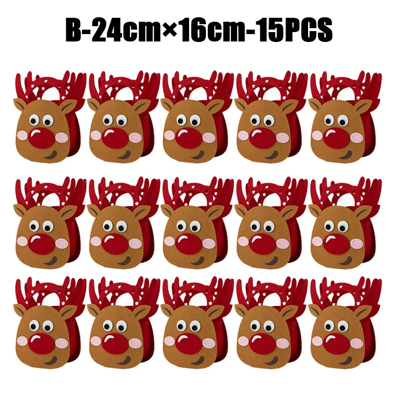 2024 New Christmas gift bag creative felt cloth children's candy gift bag Christmas Eve portable apple bag