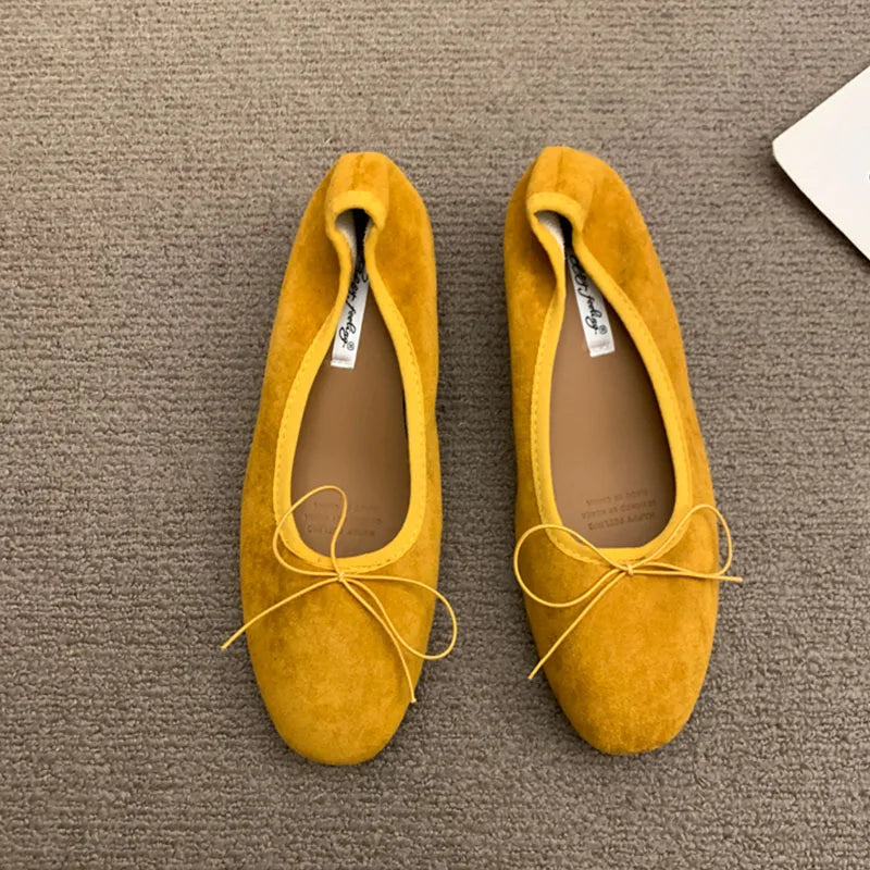 Fashion Butterfly-Knot Ladies Slip On Heeled Pumps Shoes Female Shallow Footwear Low Heel Women Ballet Flats Shoes 2025 New