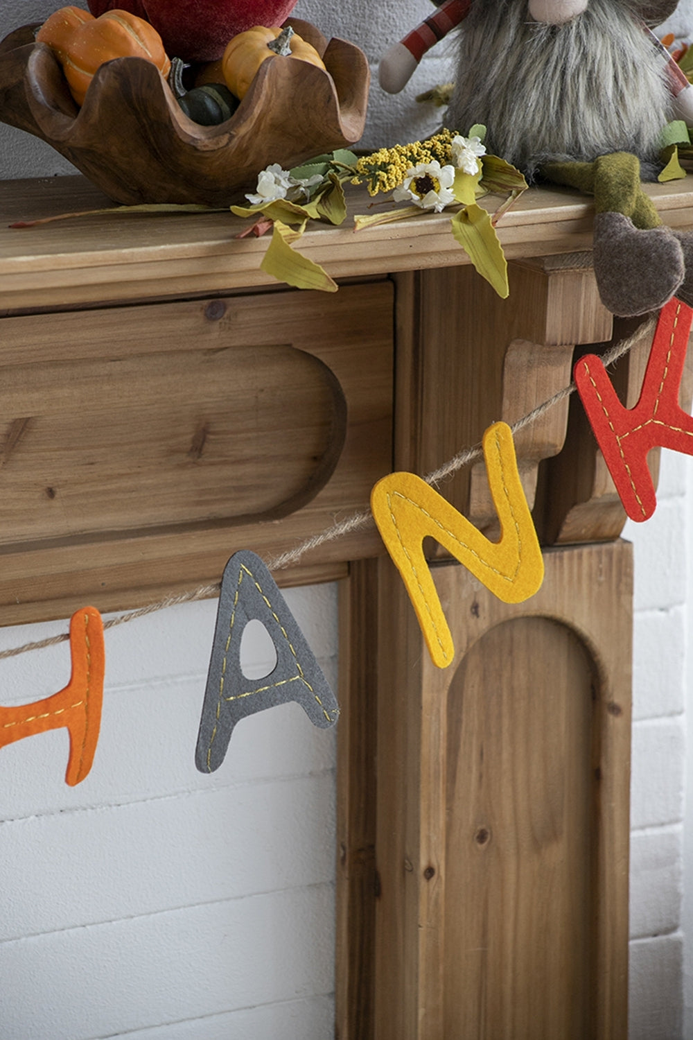 Set of 2 Give Thanks Thanksgiving Banners with Felt Pumpkin, 68 in