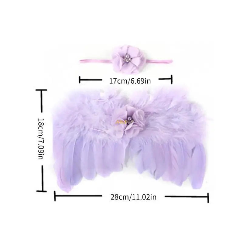 Infant Angel Costume Wing & Headband for Photography Skin Friendly Baby Outfit Newborn Photo Props Clothes 2PCS