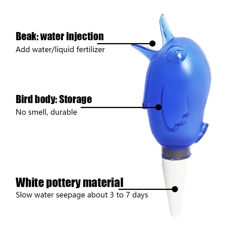 High quality automatic flower waterer plant waterer self watering water balloon bird shaped hand blown plastic