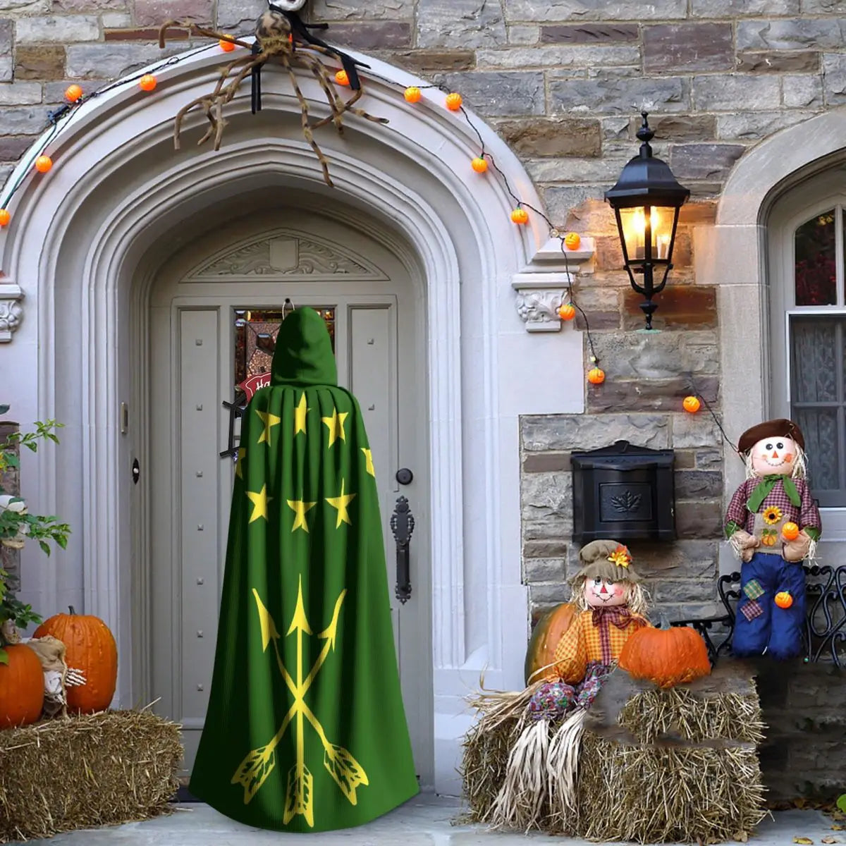 Adiga Flag Gift For Circassian Great Adygea Long Hooded Cloak Witch Medieval Costume Cosplay Cape HalloweenCoat Adult Unisex