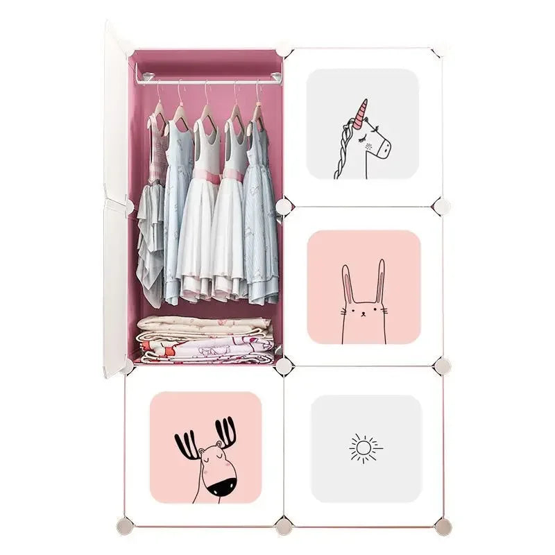 Baby Storage Cabinet Plastic Wardrobes Children Wardrobe Small Girl Clothes Clothings Closet Dresses Room Girls Assembly