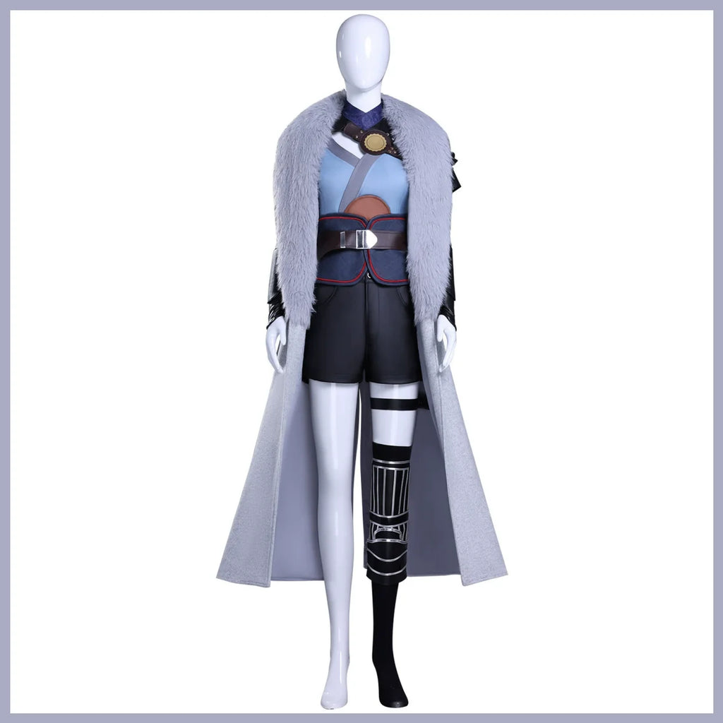 Game Incarnation Bai Yuekui Cosplay Costume Ling Cage 2 Fur Collar Cloak Coat Shorts Uniform Wig Woman Carnival Christmas Suit