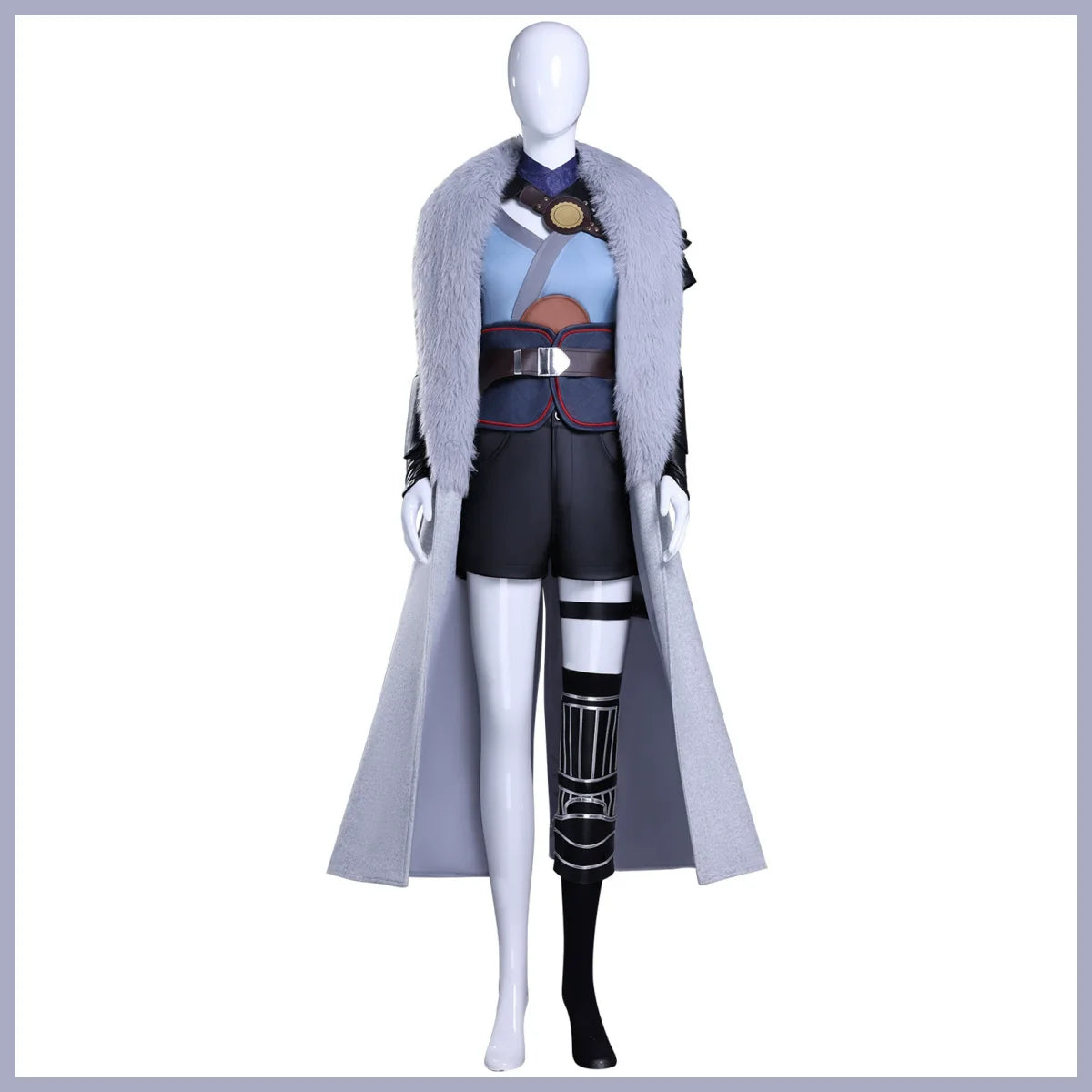 Game Incarnation Bai Yuekui Cosplay Costume Ling Cage 2 Fur Collar Cloak Coat Shorts Uniform Wig Woman Carnival Christmas Suit