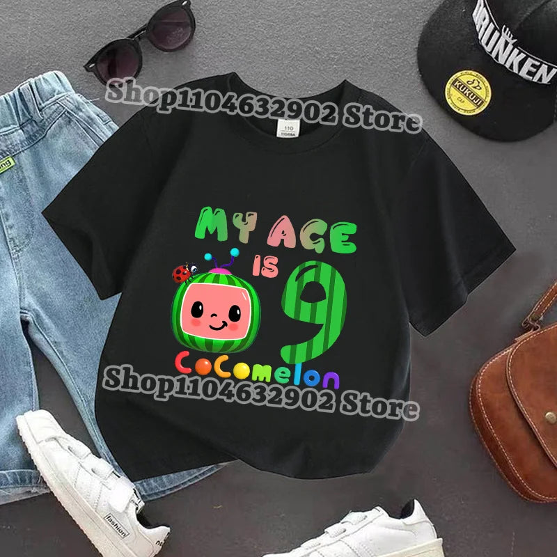Cocomelons Kids T-shirts Boys Girls Baby Shower T-shirt Children Summer Cotton Clothes Cartoon Anime Pattern Tee Birthday Gifts